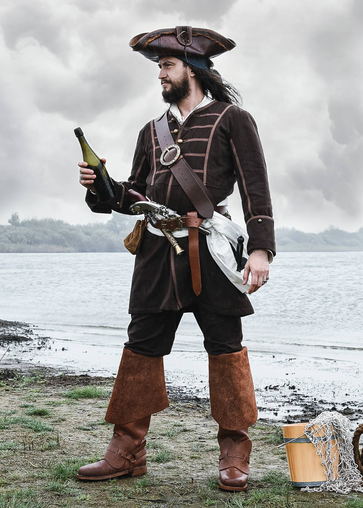 Piratenmantel Blackbeard, Justaucorps, braun