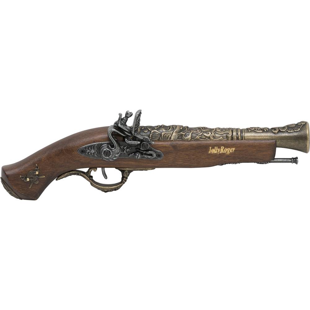 Decoratief "Jolly Roger"-pistool met houten handvat