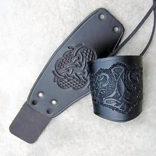 Viking Polsbeschermer Kort Thorshamer in Bruin of Zwart