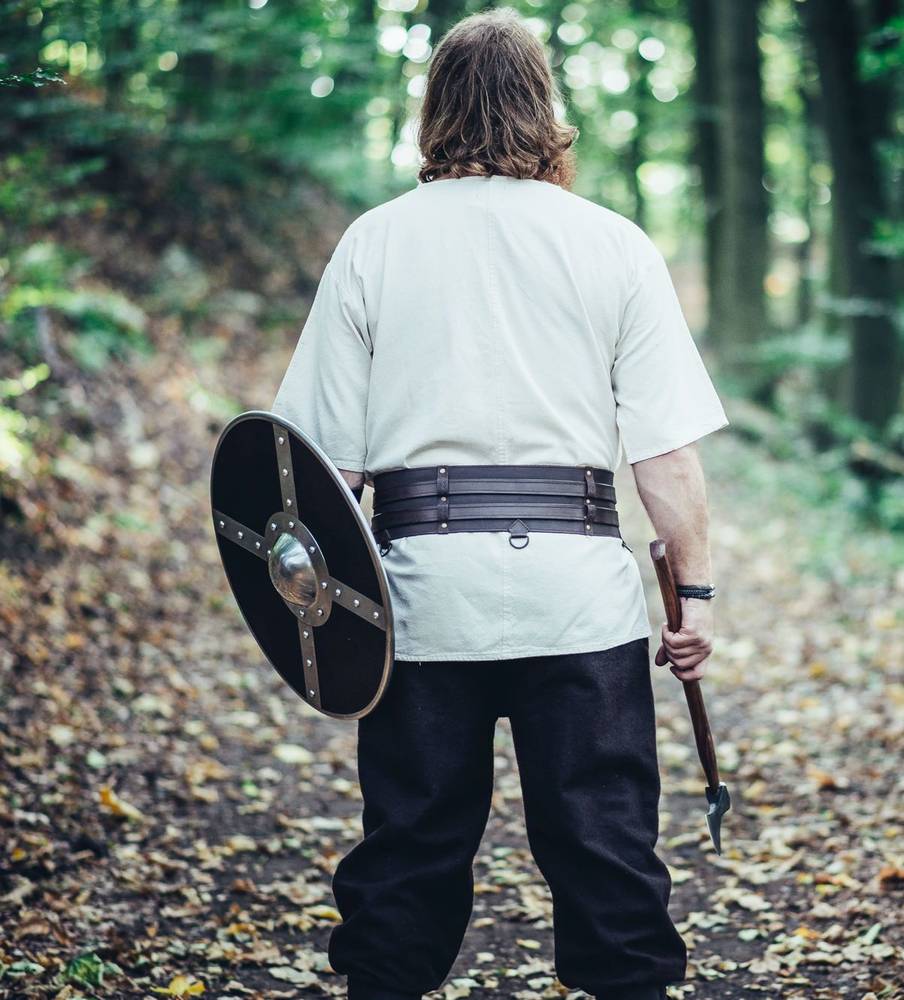 ​​Viking Riemgordel in Zwart Leder