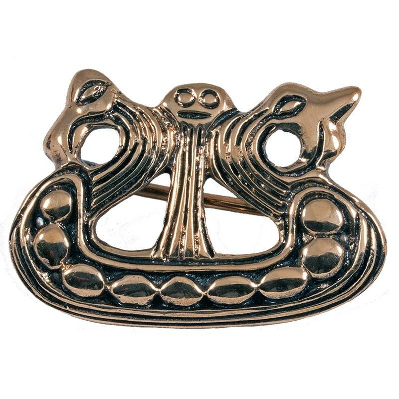 Vikingschip Fibula-Broche-Mantelspeld (brons)