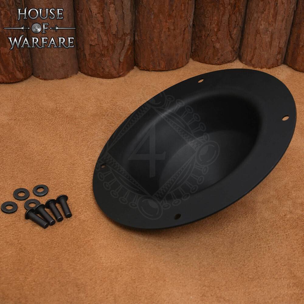 Zwarte Viking-schildknop (umbo) van 1,9 mm staal