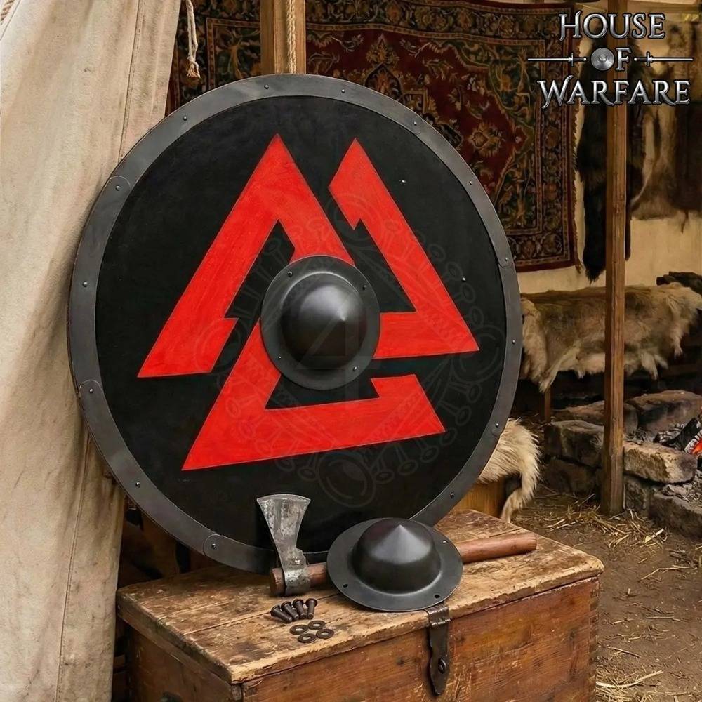 Zwarte Viking-schildknop (umbo) van 1,9 mm staal