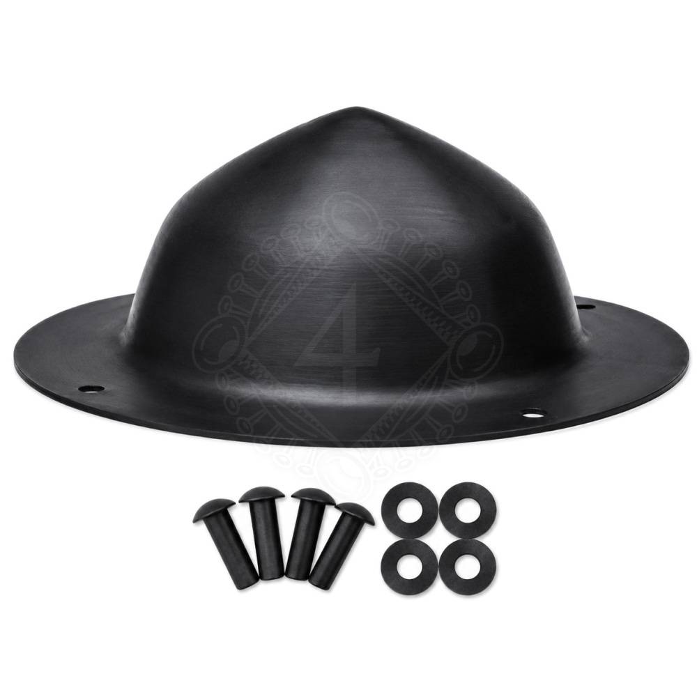 Zwarte Viking-schildknop (umbo) van 1,9 mm staal