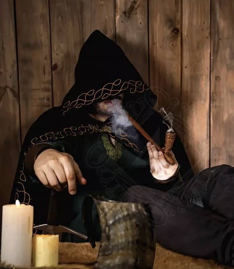 Lange "Churchwarden" tabakspijp, acaciahout, 17e-19e eeuws