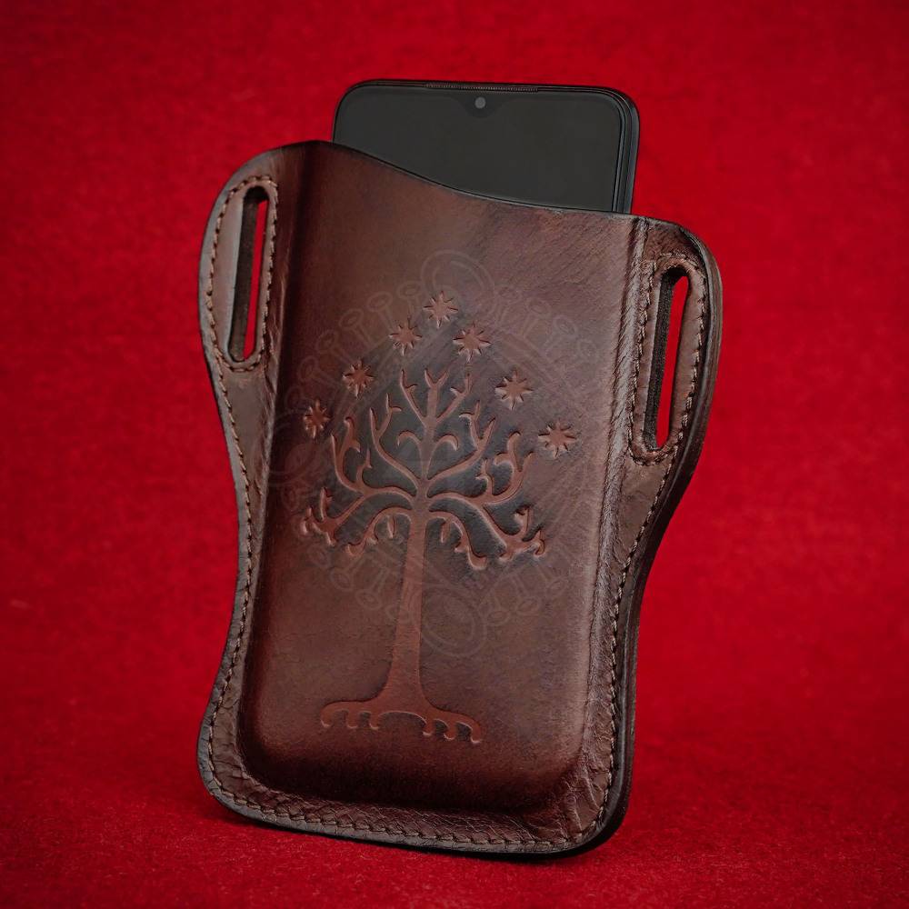 Lederen telefoonhoes "Boom van Gondor"