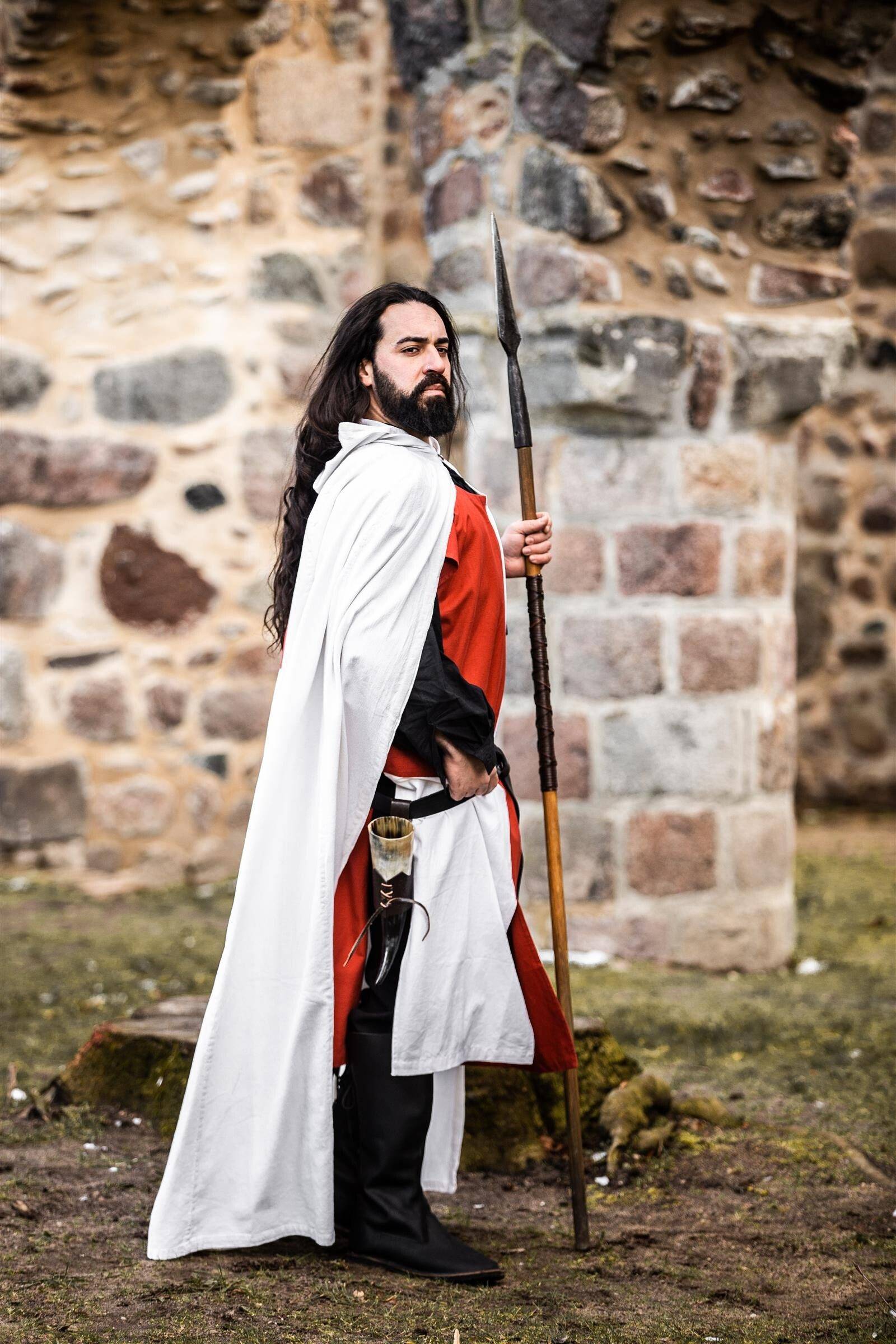 Tempeliers Cape, Katoen in Wit/Rood, 131 cm