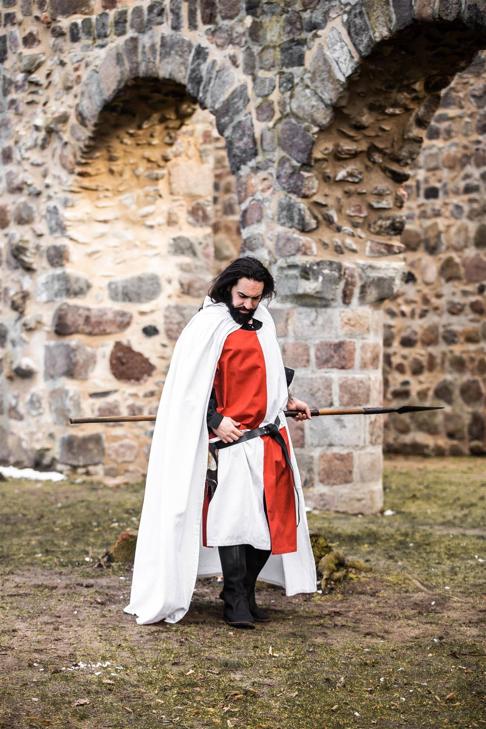 Tempeliers Cape, Katoen in Wit/Rood, 131 cm
