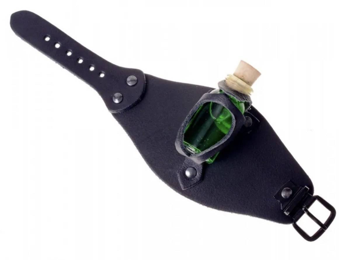 ​​Hexen - Alchemisten Trankflaschen-Armband aus Leder in Zwart