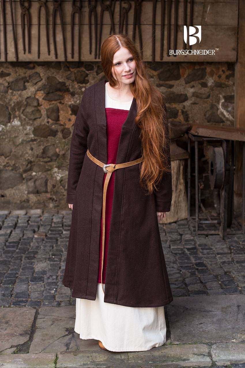 Wikinger Damen Birkamantel Aslaug in Wolle und Braun