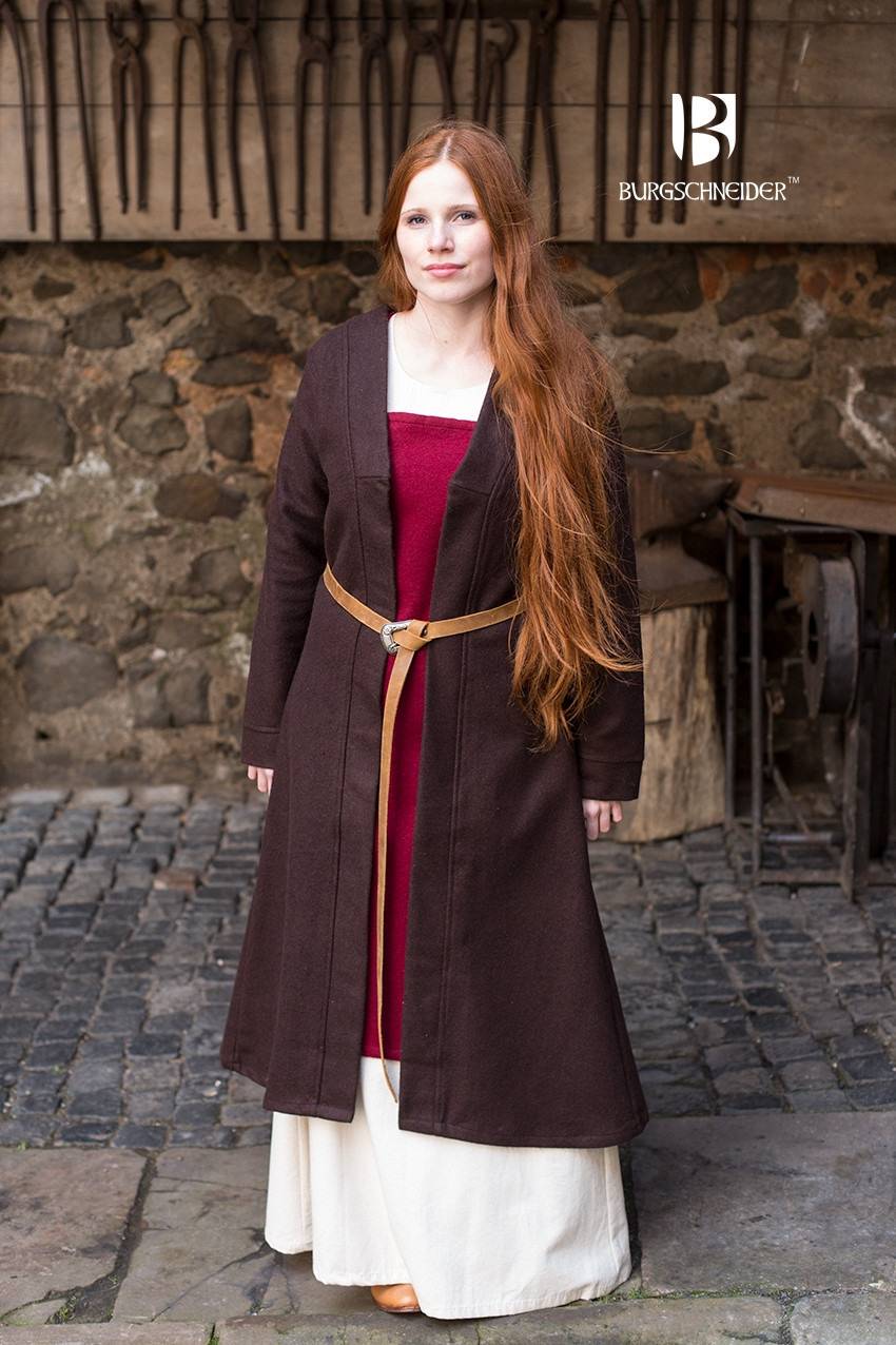 Wikinger Damen Birkamantel Aslaug in Wolle und Braun