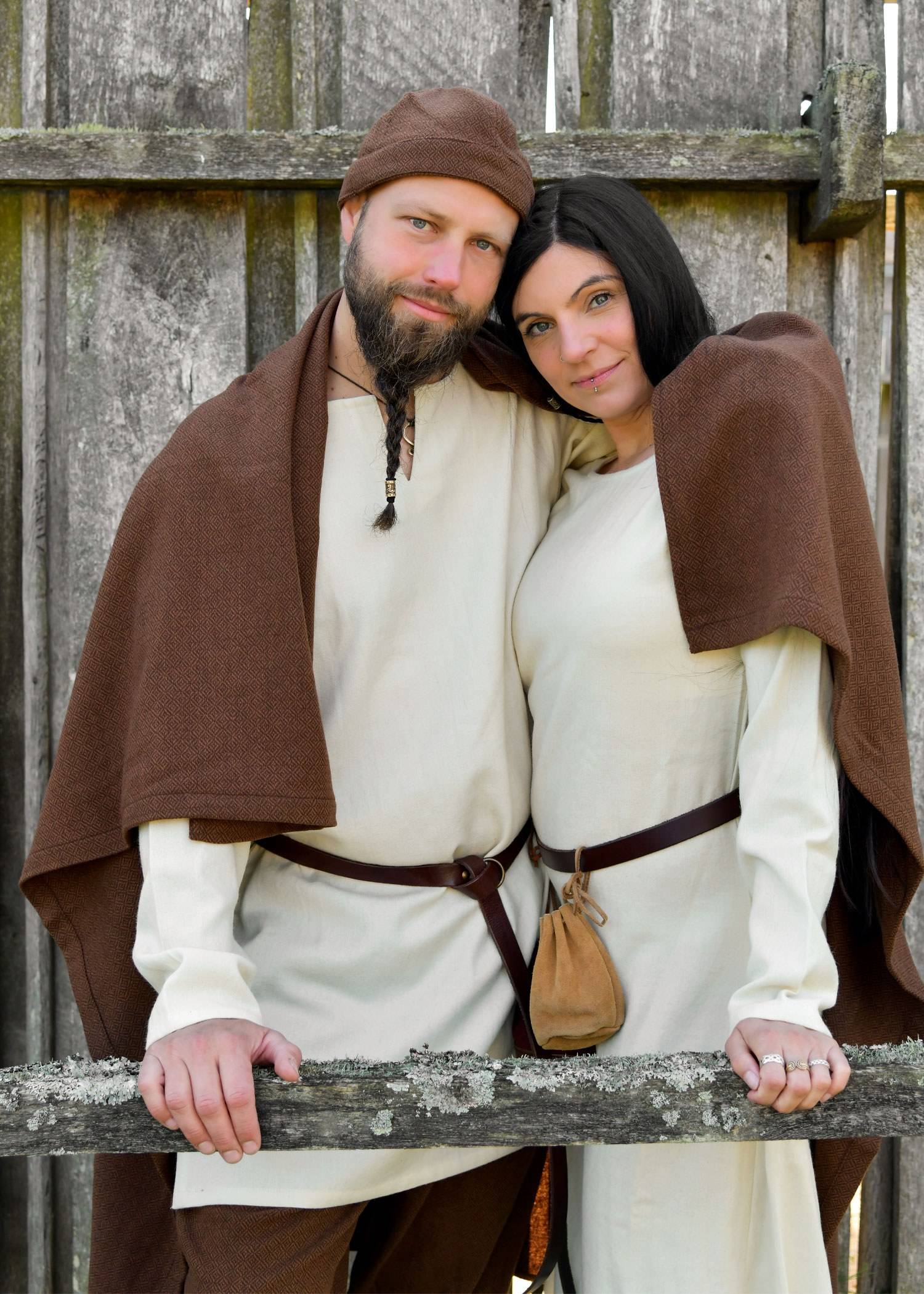 Viking Rechthoekige Mantel Björn, 100% Wol, Diamantkeperbinding, Bruin/Bruin