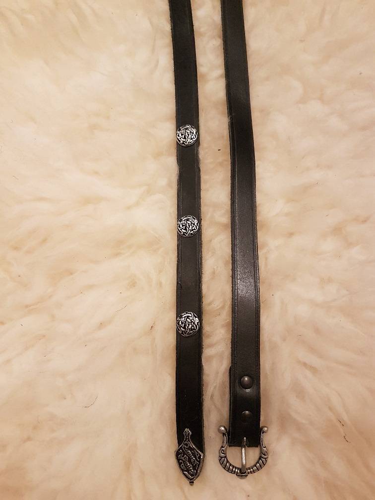 Wikinger Gurtel Schwarz 2 cm mit Ziernieten