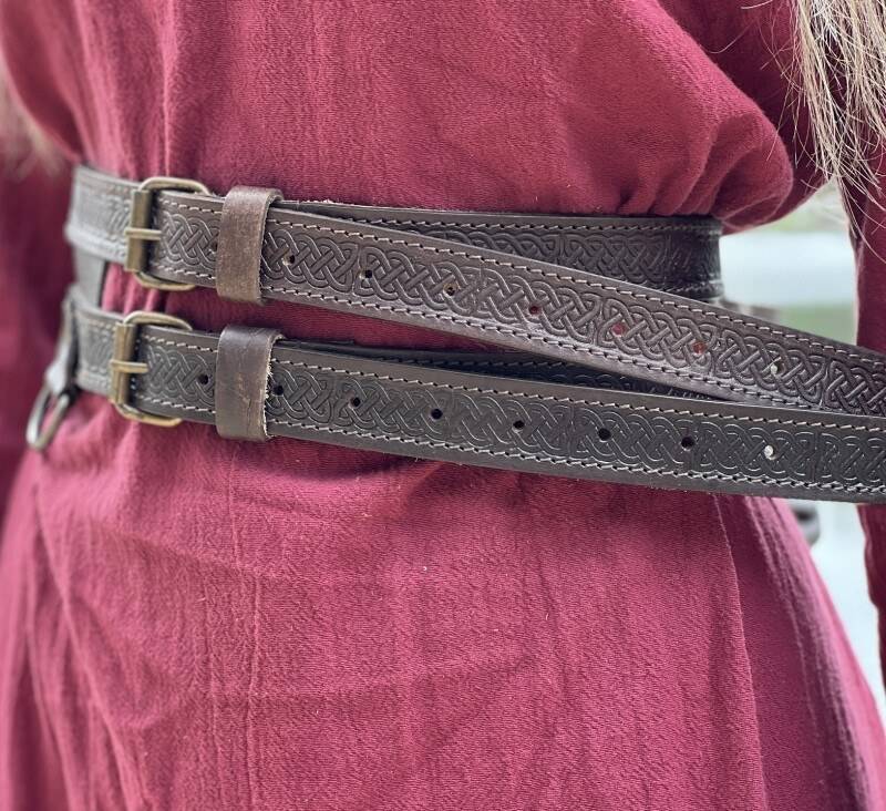 Viking Leren Dubbele Riem in Bruin
