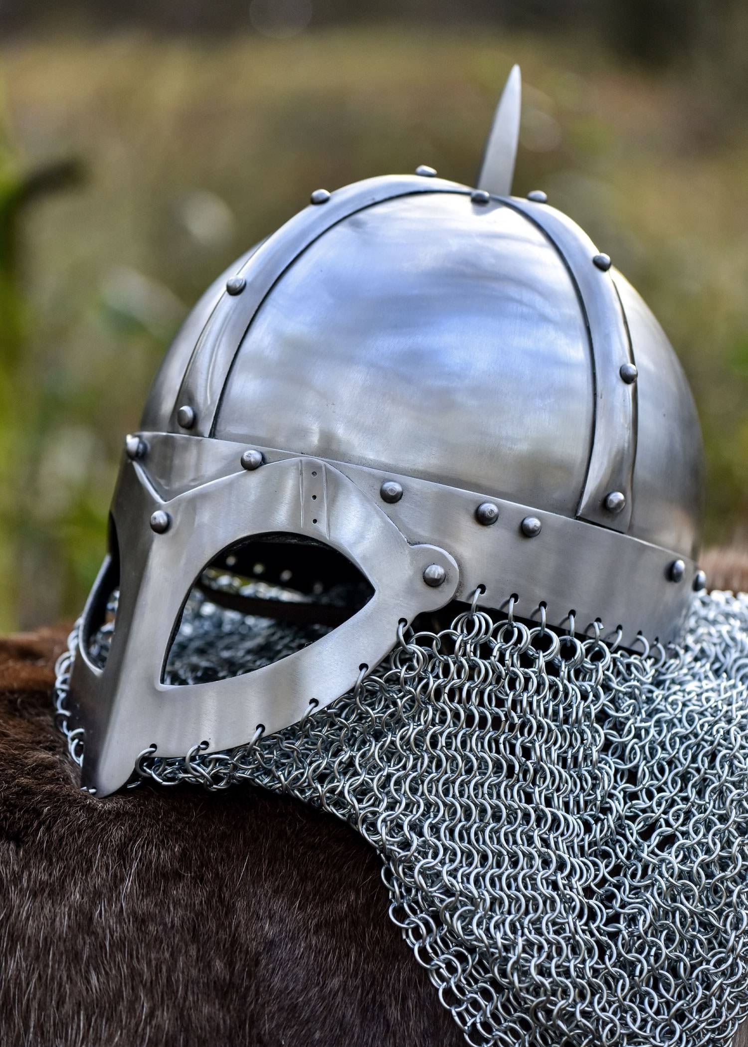 Viking Brilhelm 10e eeuws met maliënkolder, 2 mm staal