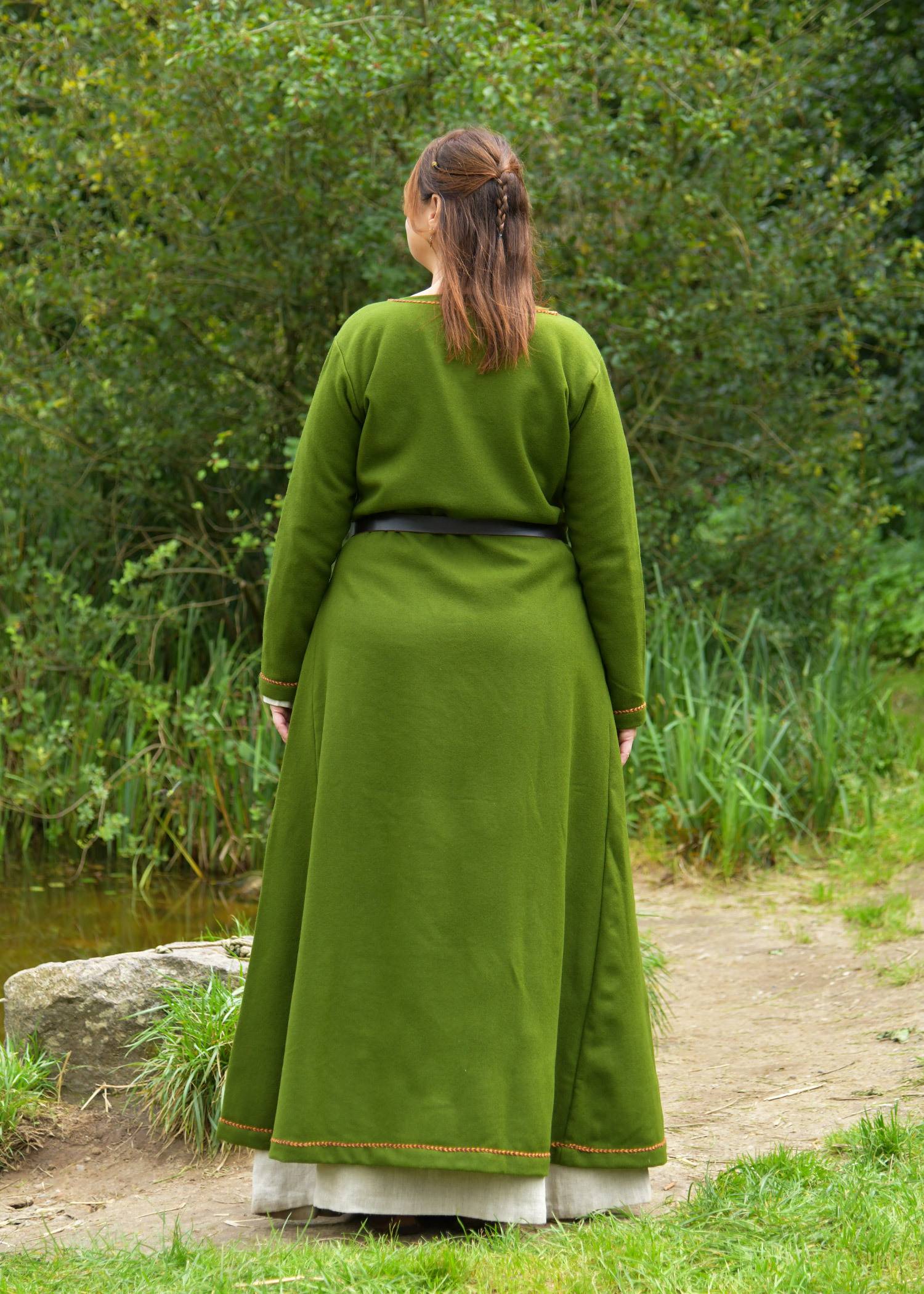 Viking Jurk Aslaug, 100% wollen jurk in groen