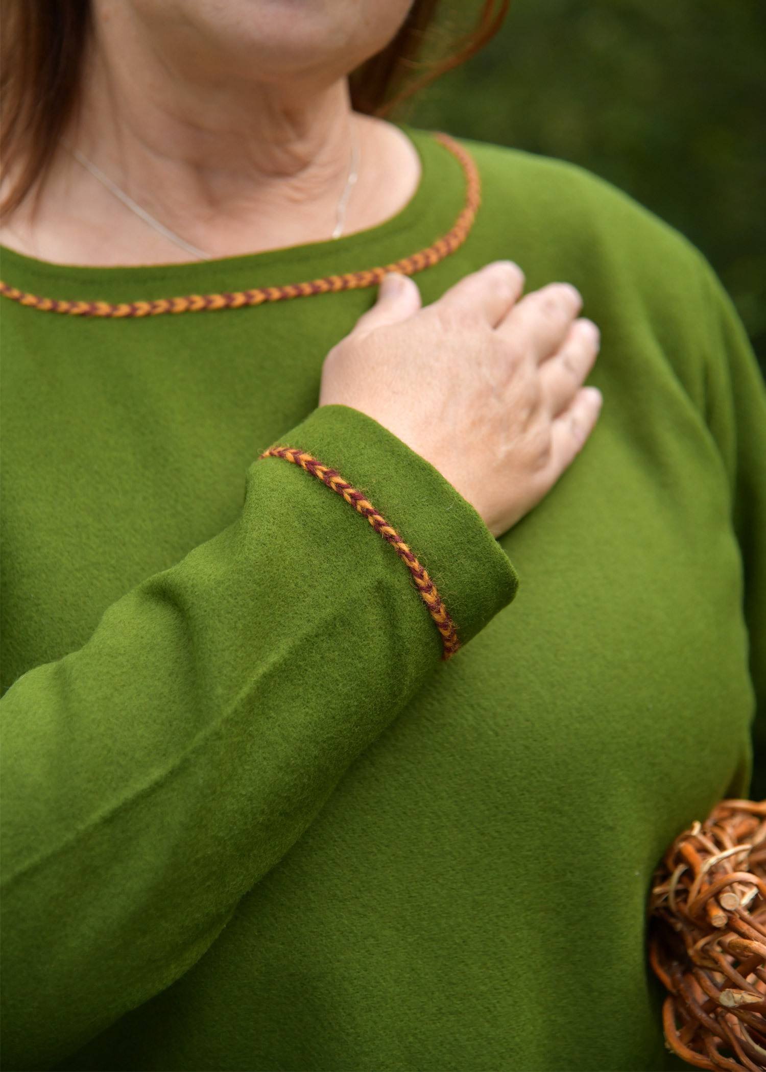 Viking Jurk Aslaug, 100% wollen jurk in groen