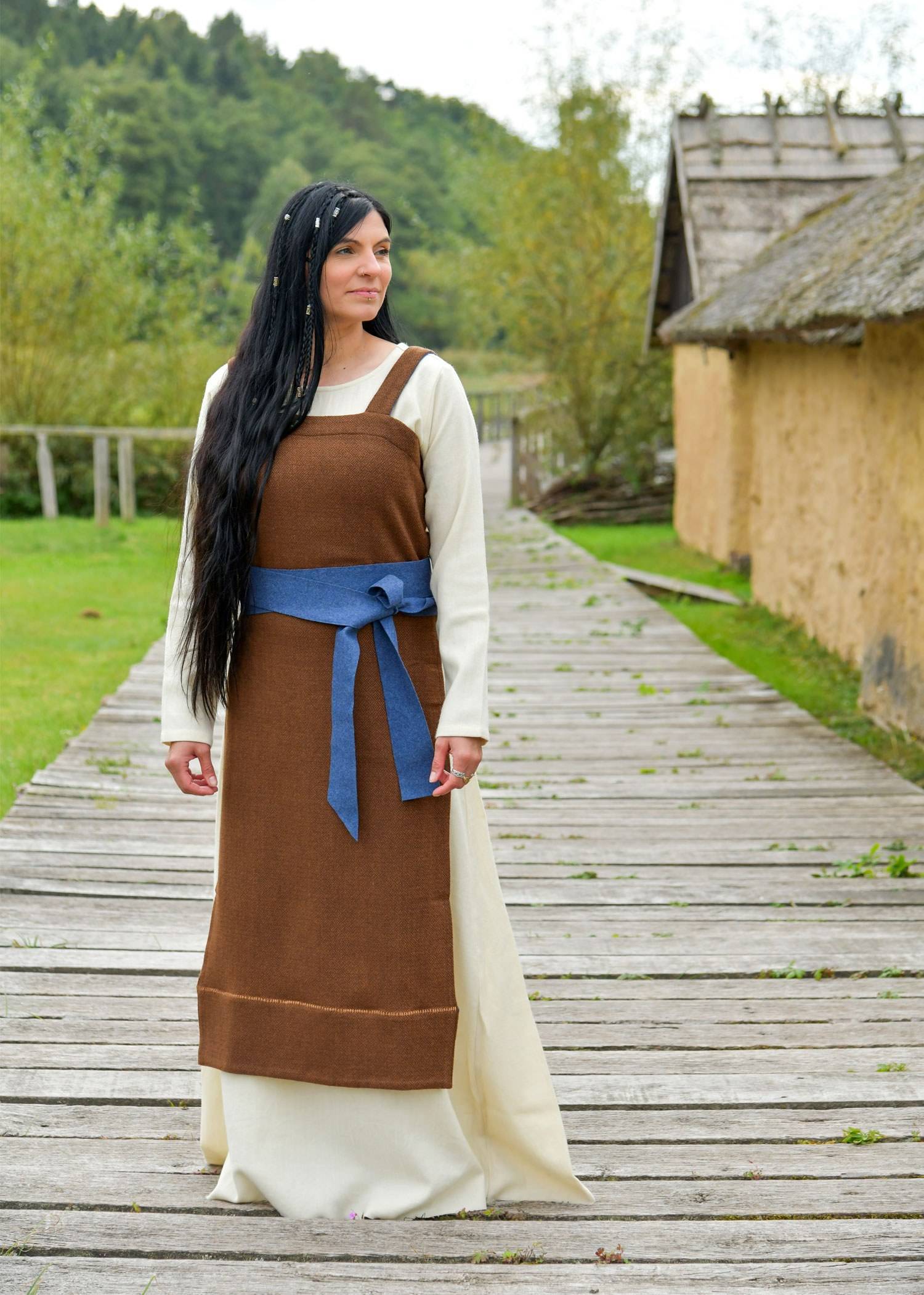 Wikinger Gürtel – gewalktes Wollgemisch, blau meliert – Mittelalter Stoffgürtel