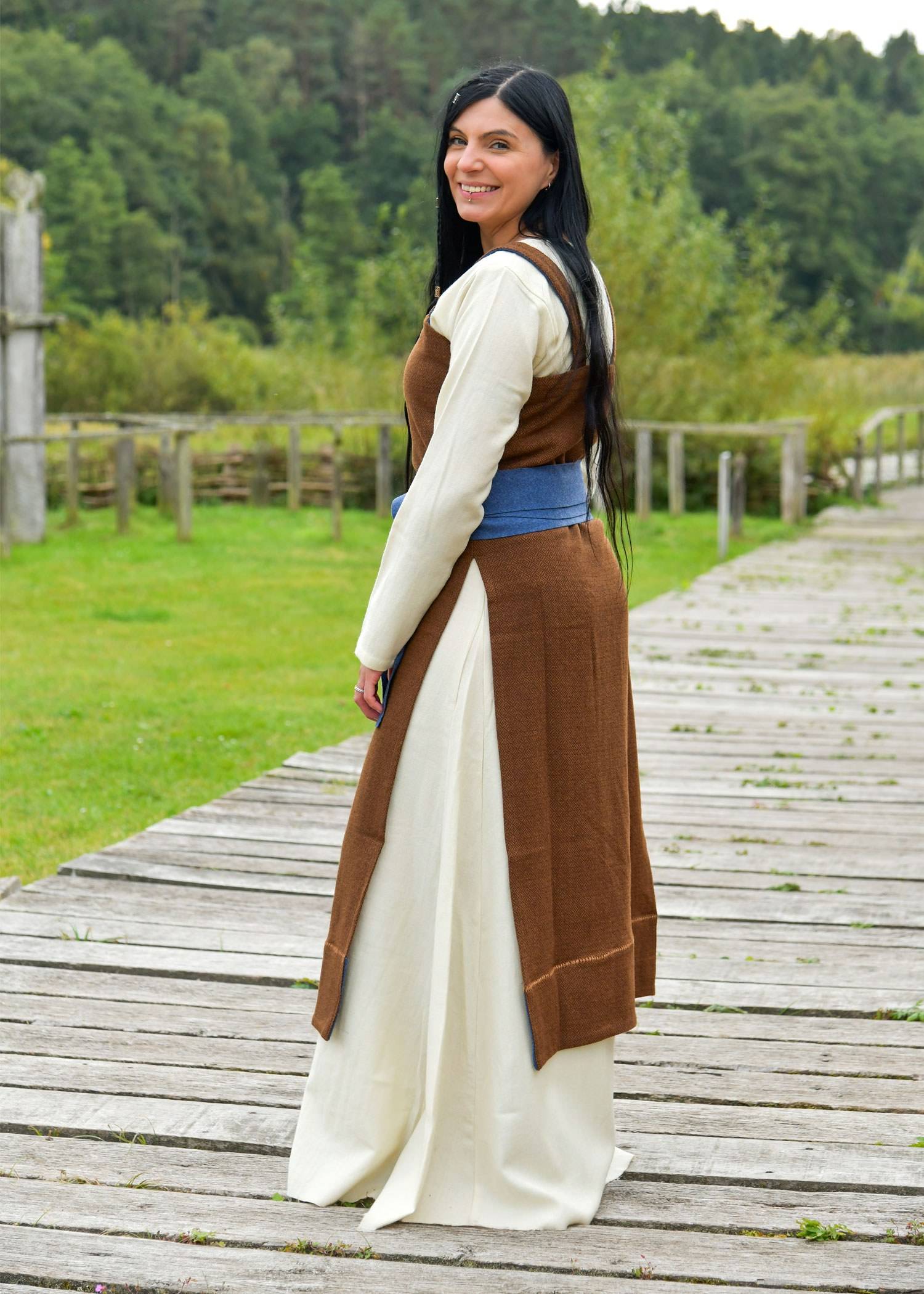 Wikinger Gürtel – gewalktes Wollgemisch, blau meliert – Mittelalter Stoffgürtel