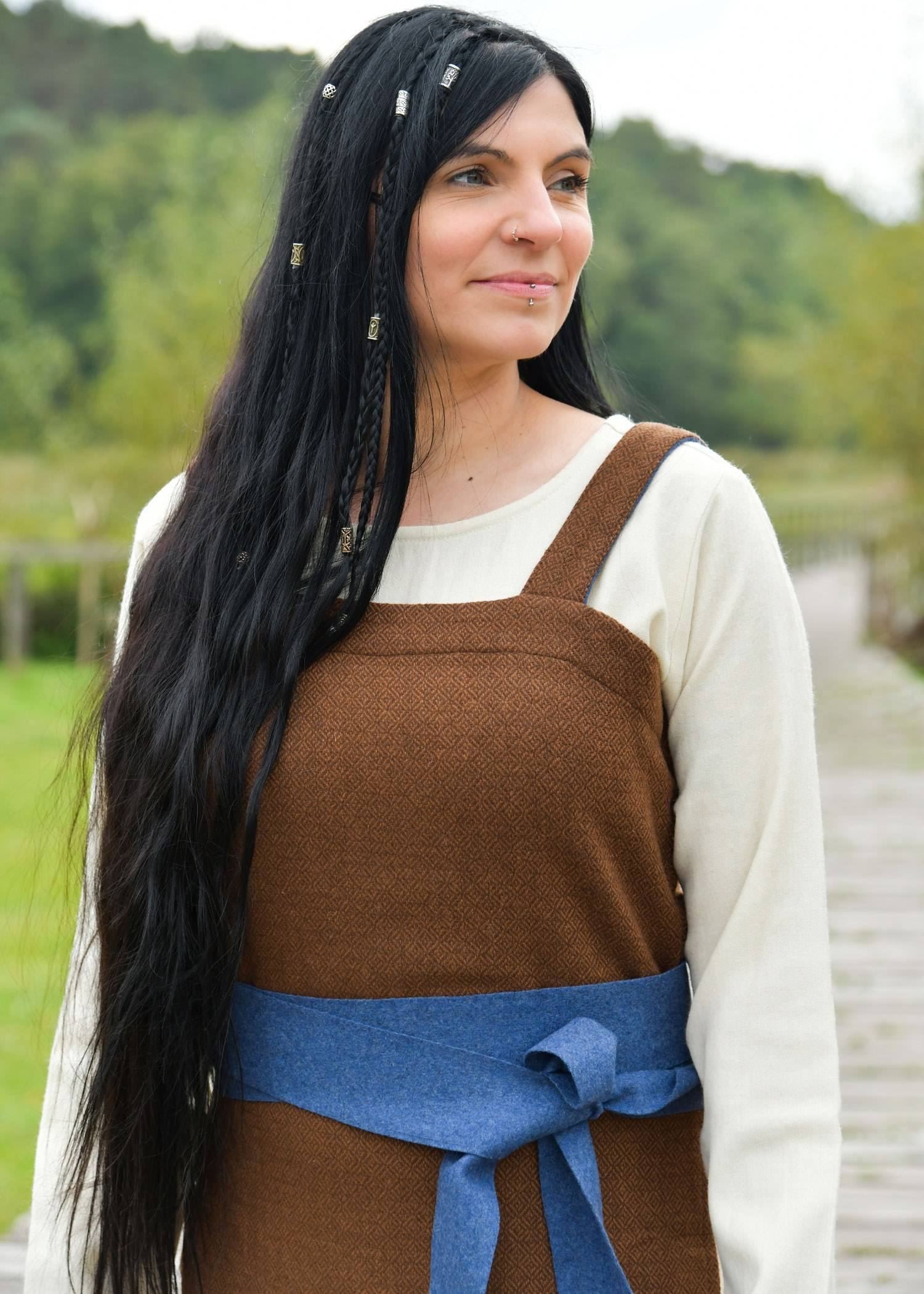 Wikinger Gürtel – gewalktes Wollgemisch, blau meliert – Mittelalter Stoffgürtel