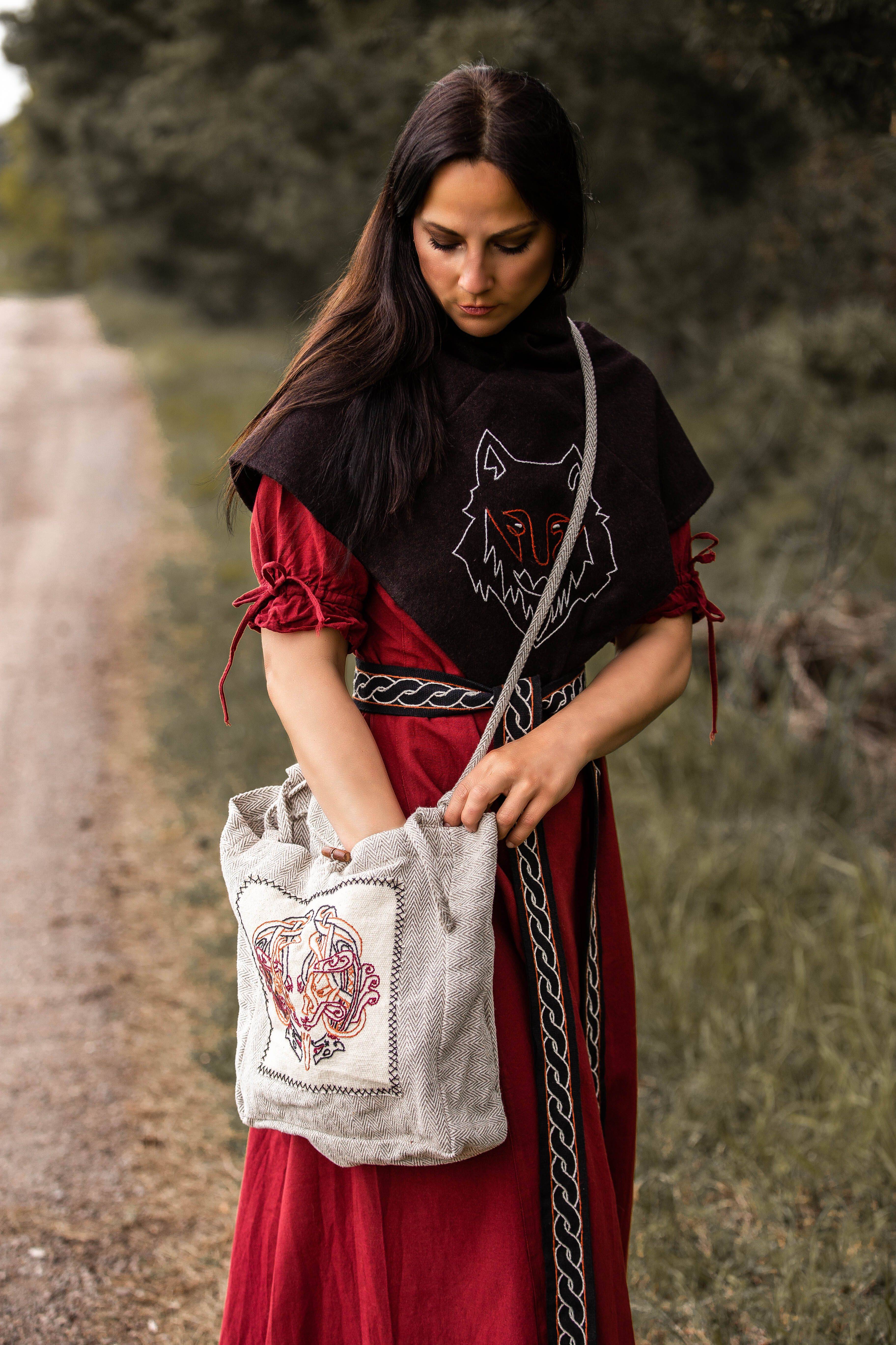 Schoudertas met Vikingborduurwerk