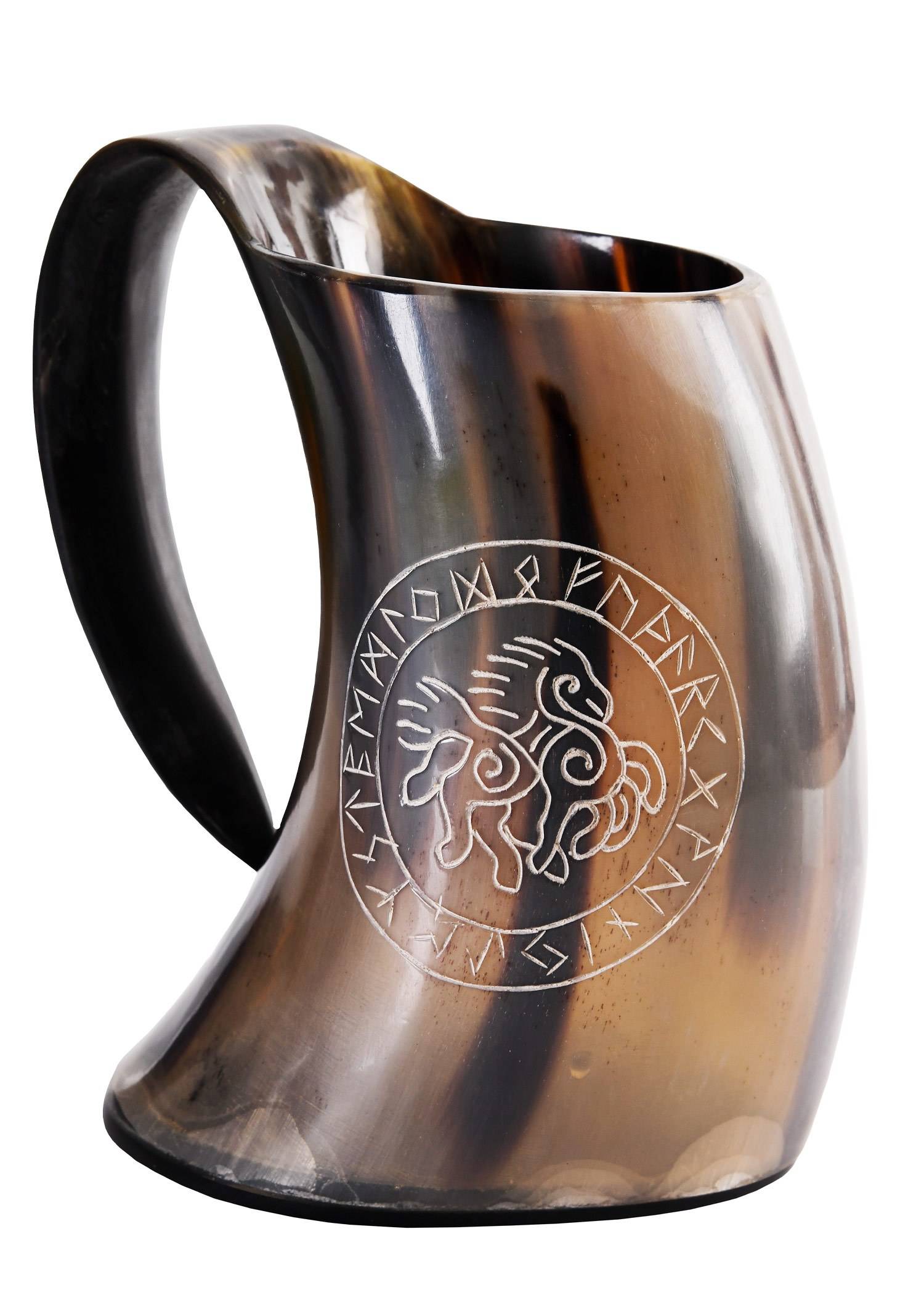 Grote Viking drinkbeker Sleipnir/bierpul gemaakt van echt hoorn