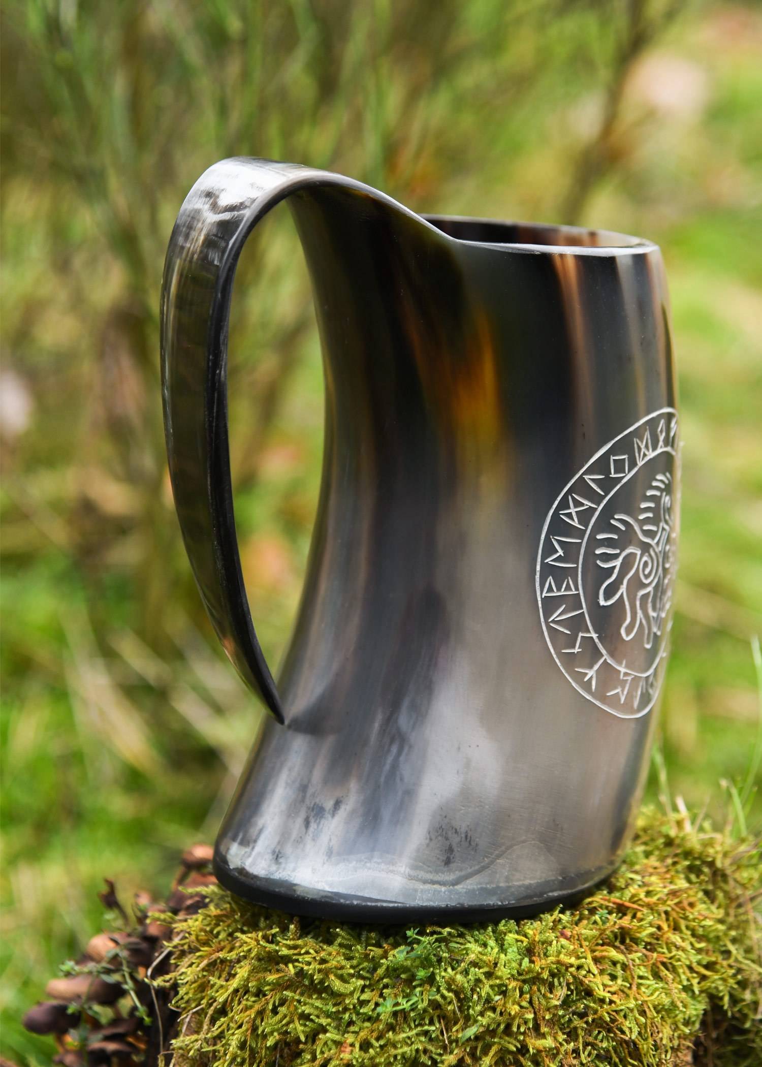 Grote Viking drinkbeker Sleipnir/bierpul gemaakt van echt hoorn