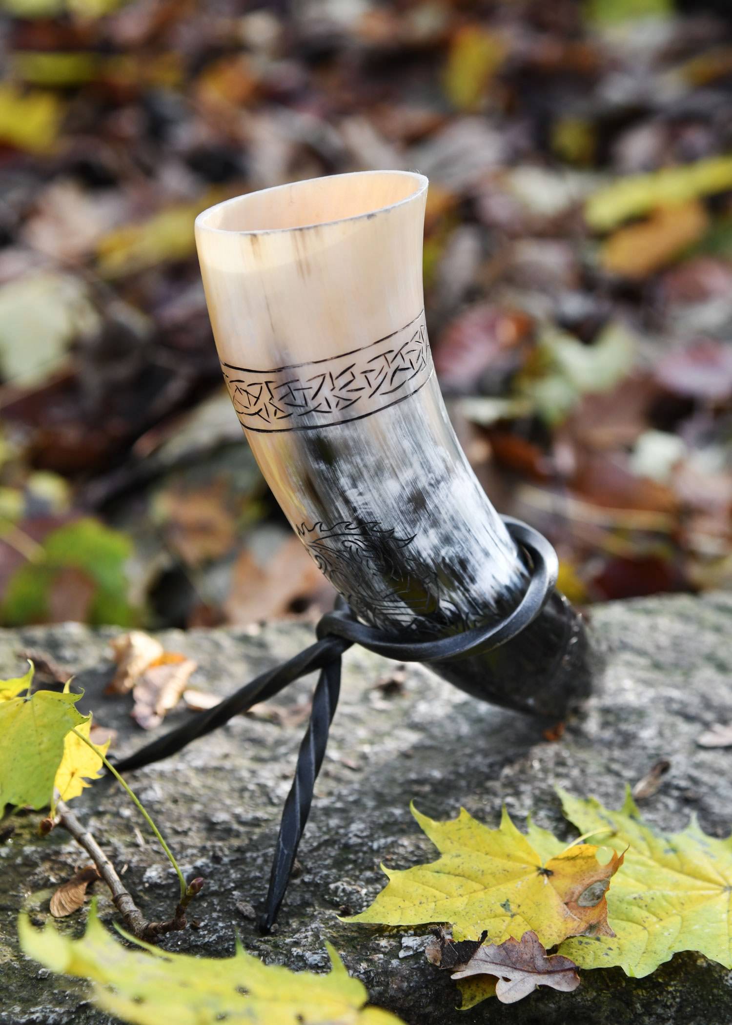 ​Wikinger Trinkhorn mit Ständer, Fenrir, der Nordische Wolf