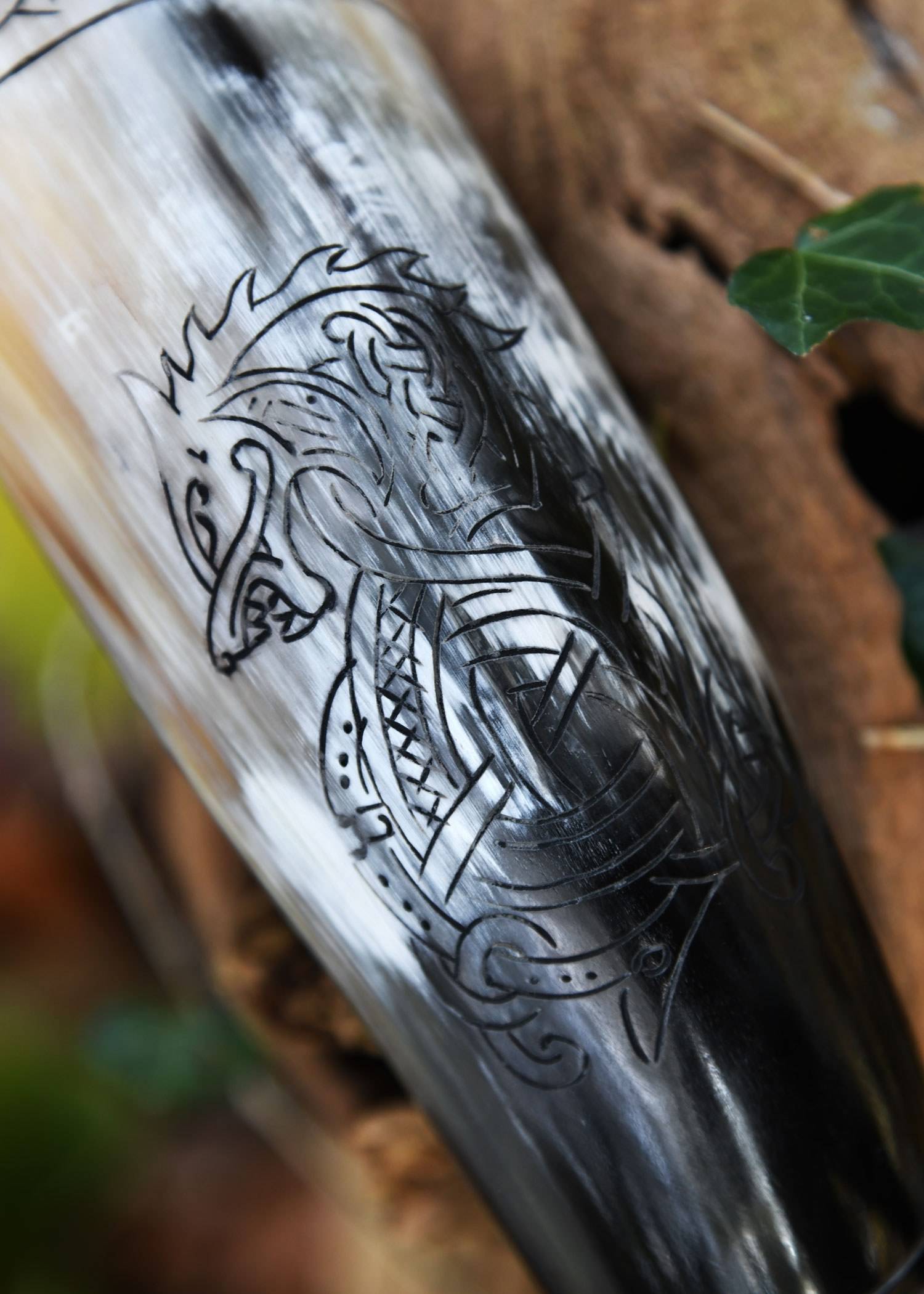 ​Wikinger Trinkhorn mit Ständer, Fenrir, der Nordische Wolf
