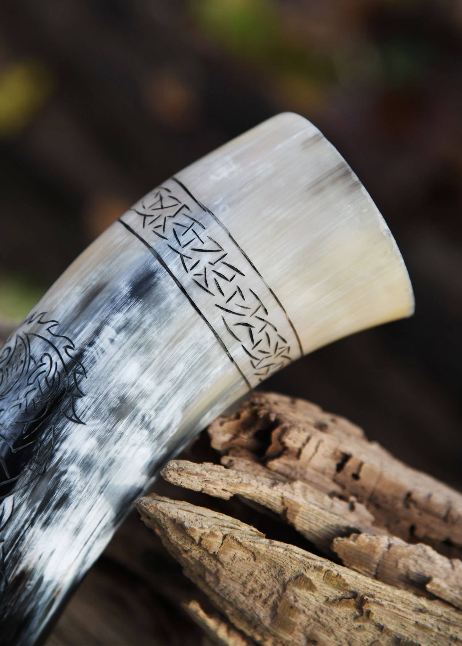 ​Wikinger Trinkhorn mit Ständer, Fenrir, der Nordische Wolf