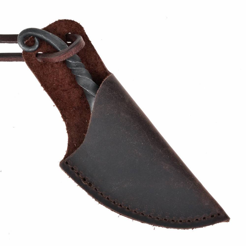 Viking Halsmes / gesmeed mes gezwarte kling en schede