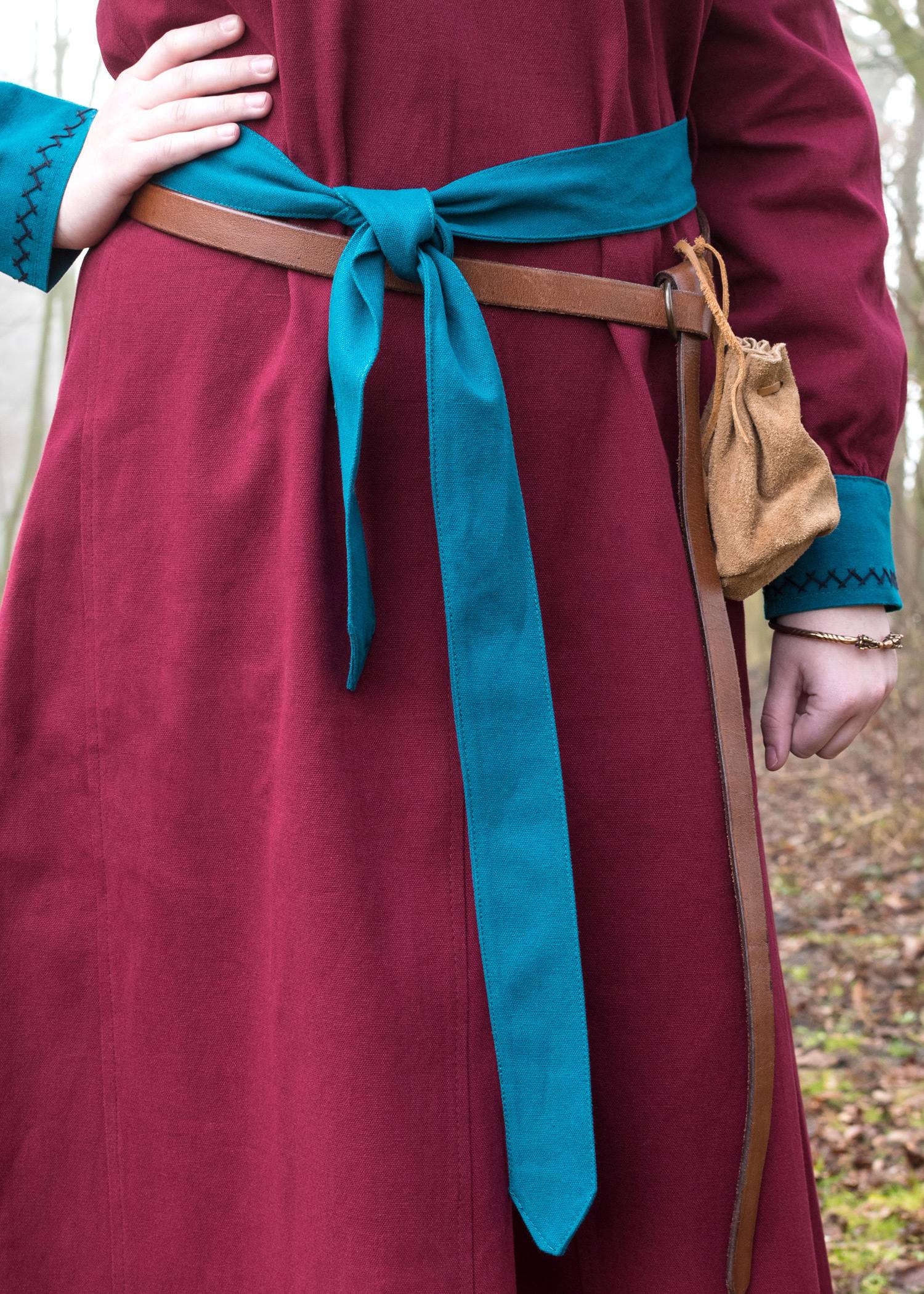 Wikinger Kleid, weinrot/petrol aus den 9Jh-10Jh.