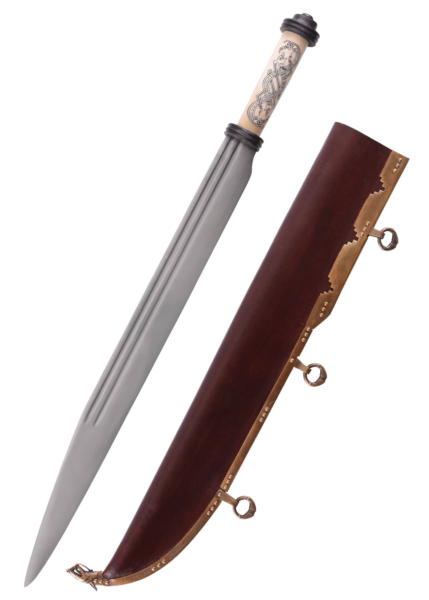 Viking Jelling-Stijl Langsax met Benen Grip en Schede, 10e eeuws