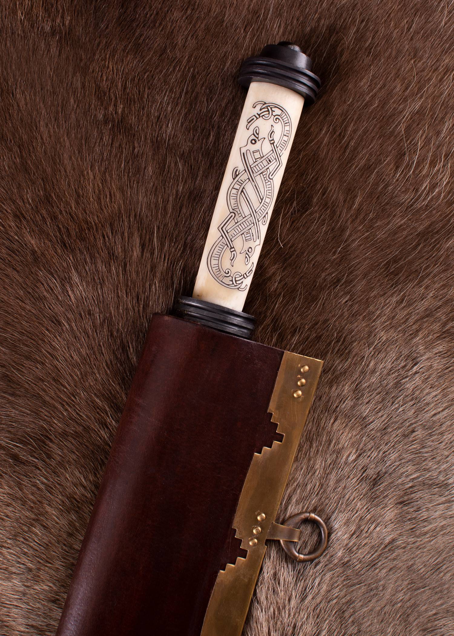Viking Jelling-Stijl Langsax met Benen Grip en Schede, 10e eeuws