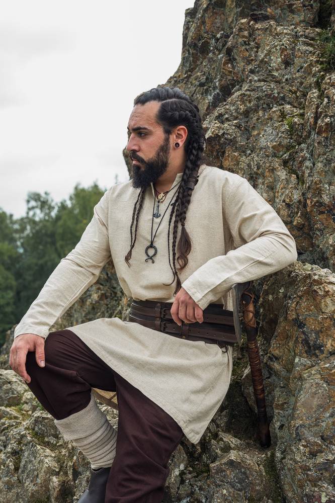 Wikinger Tunika in 100% Leinen in Naturfarbe