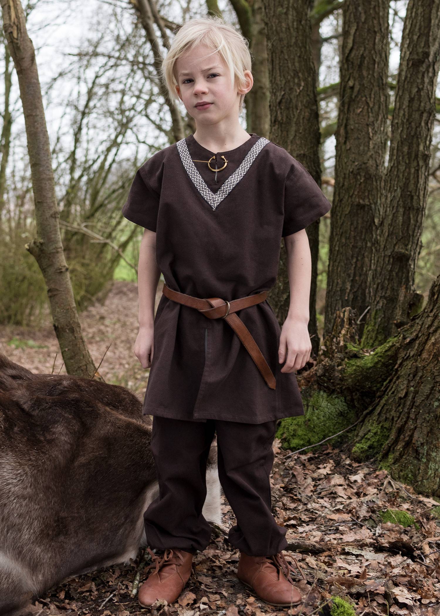 ​Middeleeuwse - Viking Kinder Tuniek in Bruin