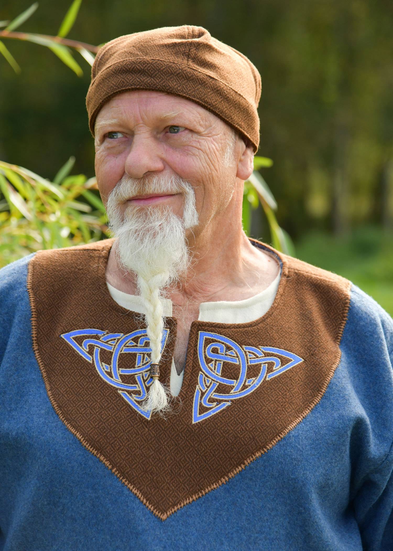 Vikingmuts Floki, 100% wol, ruitvormige keperbinding, bruin/bruin