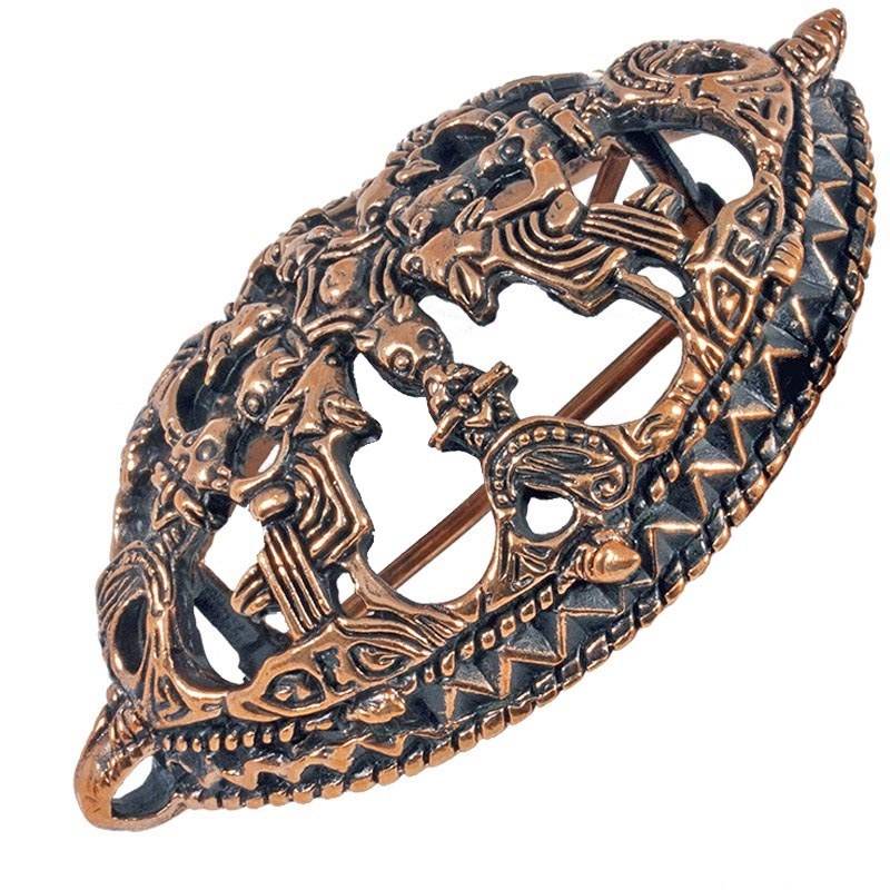Viking Schildpad Ovaal Fibula in Brons