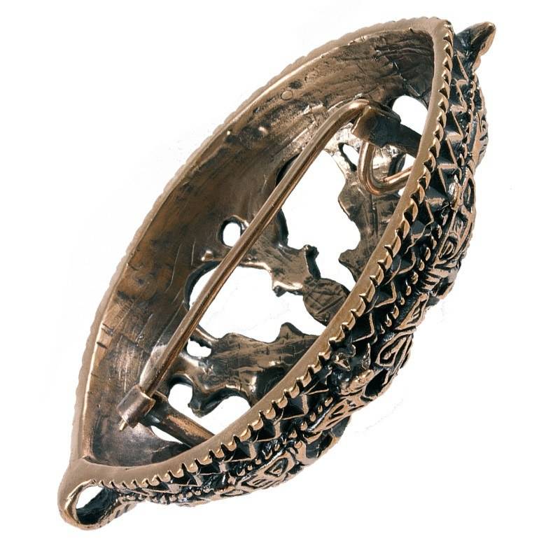 Viking Schildpad Ovaal Fibula in Brons
