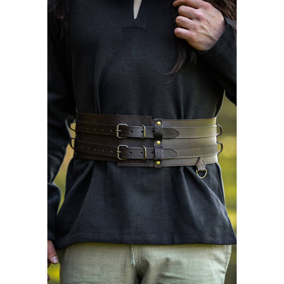 ​Viking Riemgordel in Donkerbruin Leder