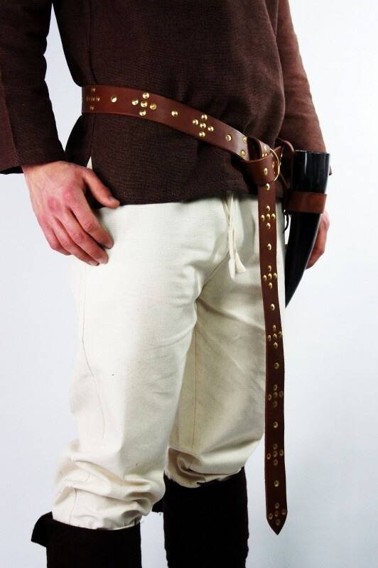 Wikinger Ringgürtel aus robustem Leder Braun