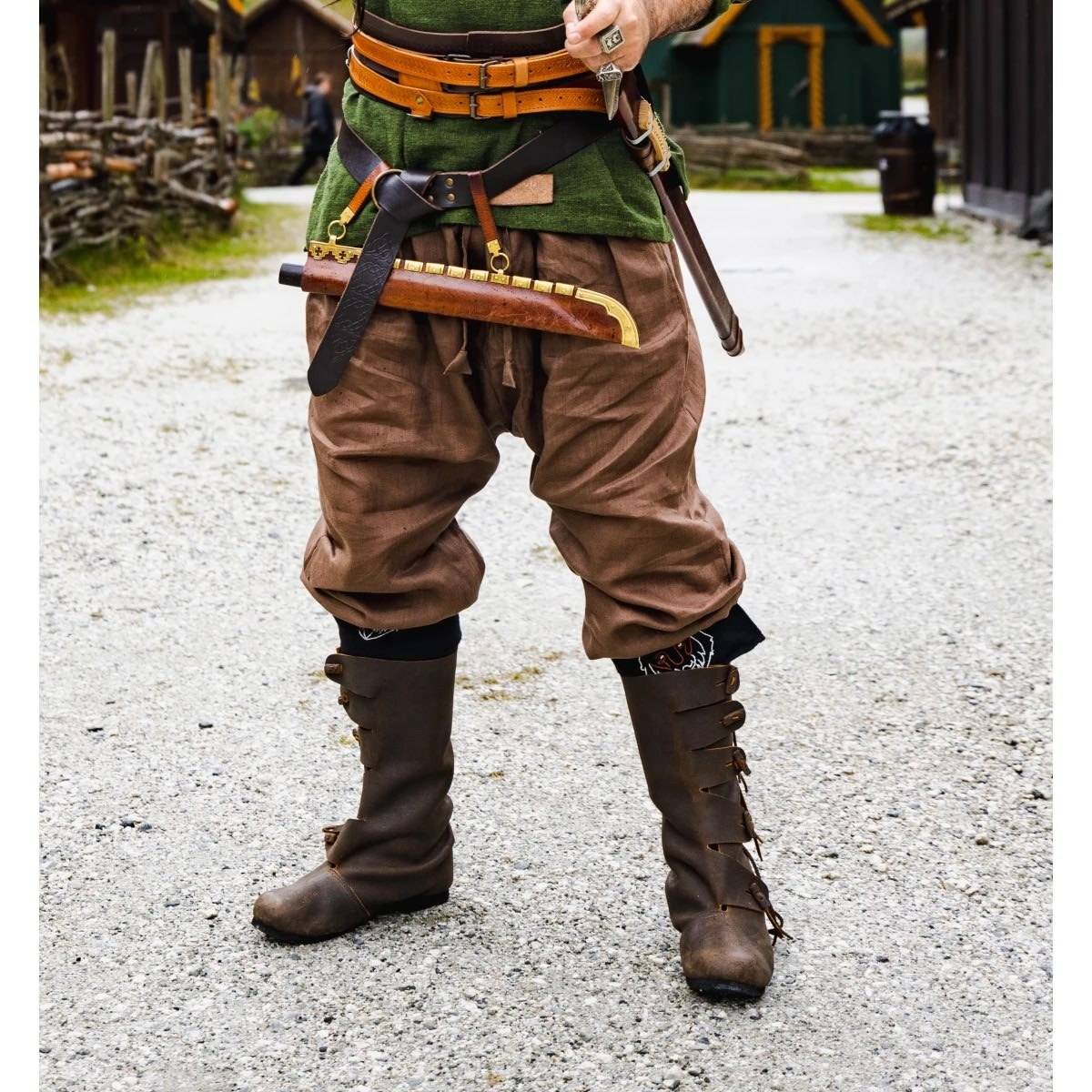 Viking Rus broek in 100% linnen in Bruin
