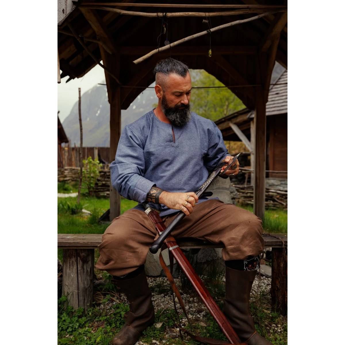 Viking Rus broek in 100% linnen in Bruin