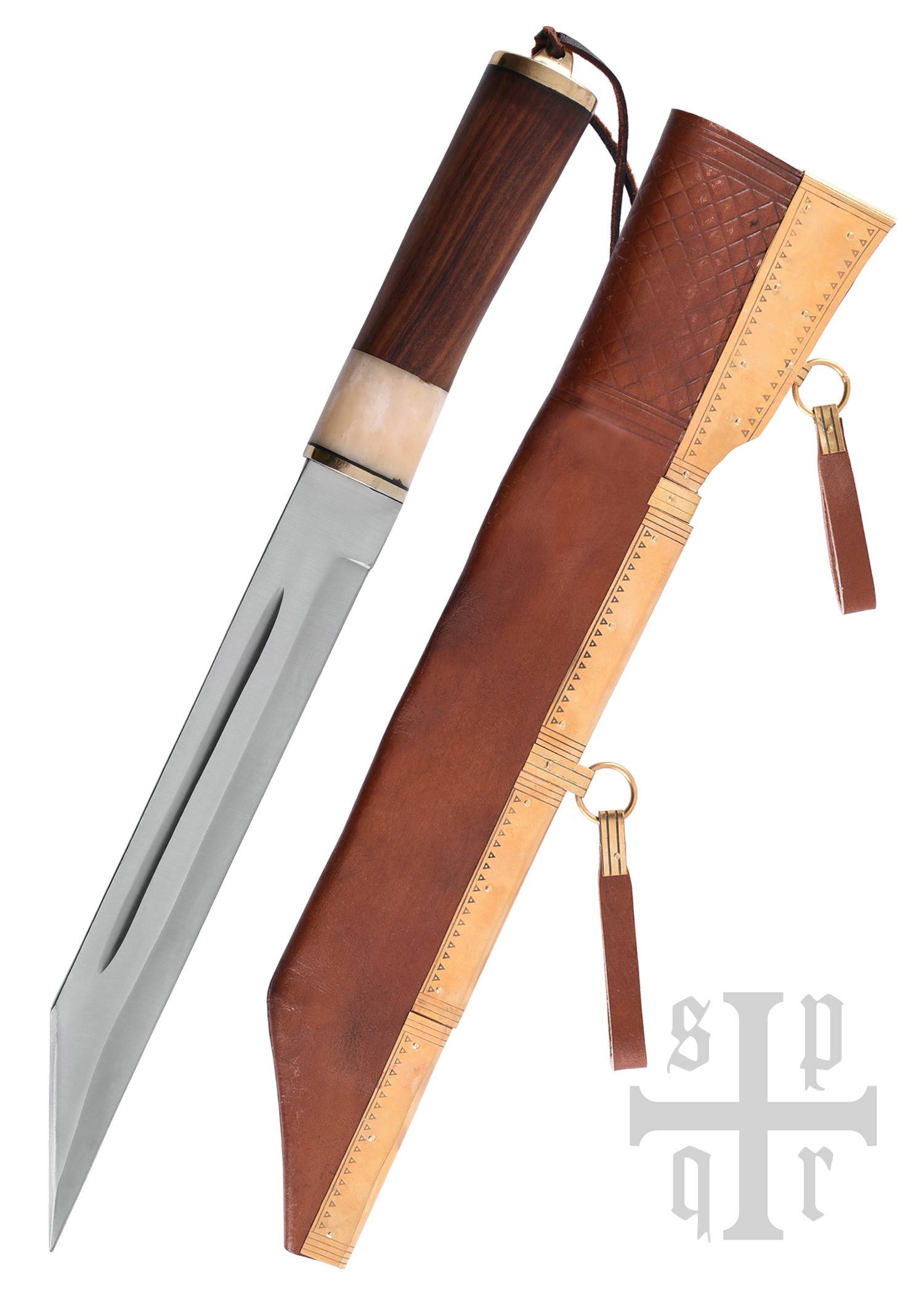 Viking Skramasax / Sax met koolstofstalen lemmet en hout/been handvat