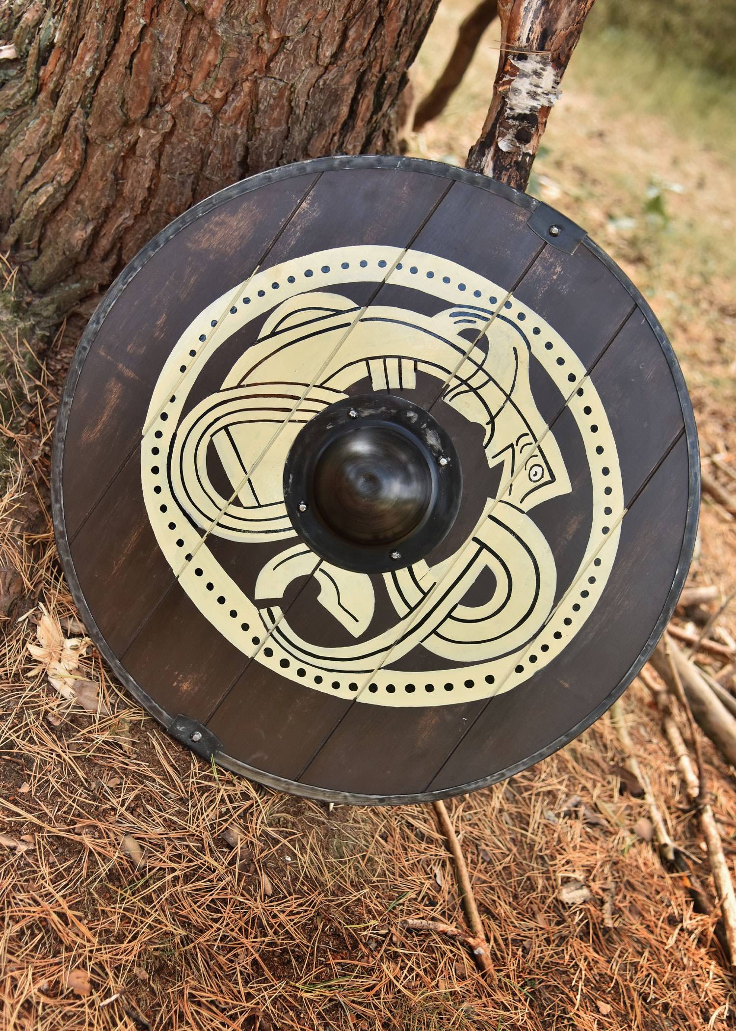 Vikingschild met Roofvogelmotief, handbeschilderd, 61 cm (deco)