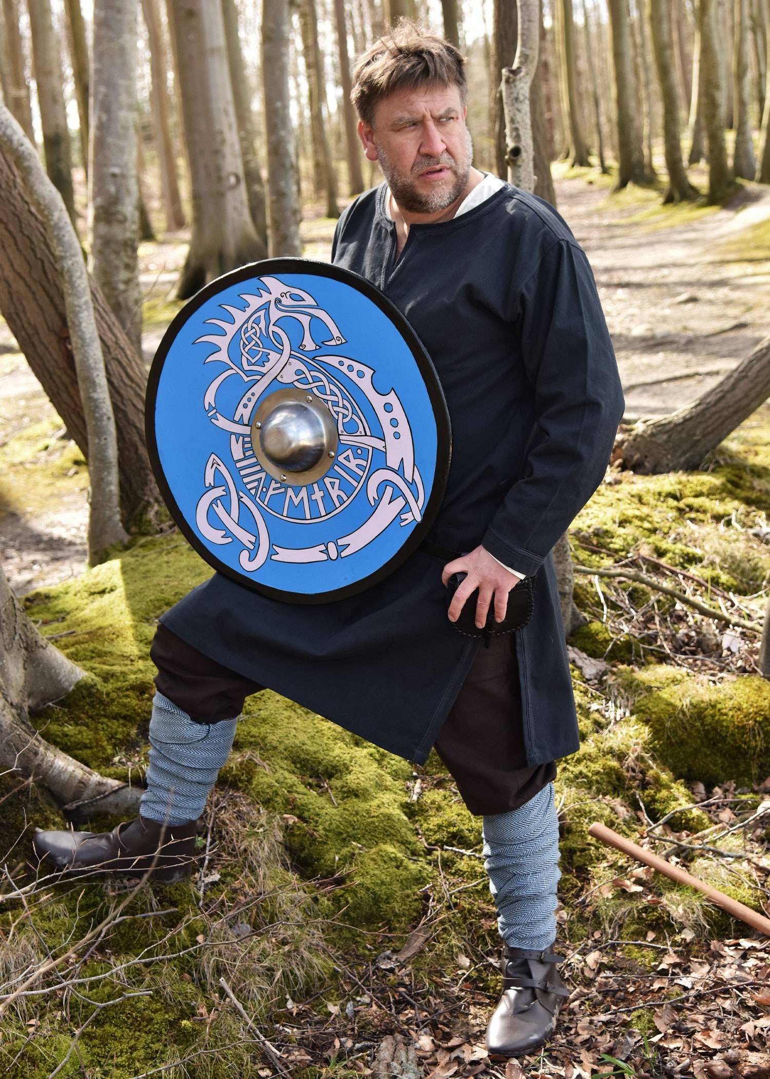 Viking Rondschild met Fenrir motief, handbeschilderd, 61 cm, (deco)