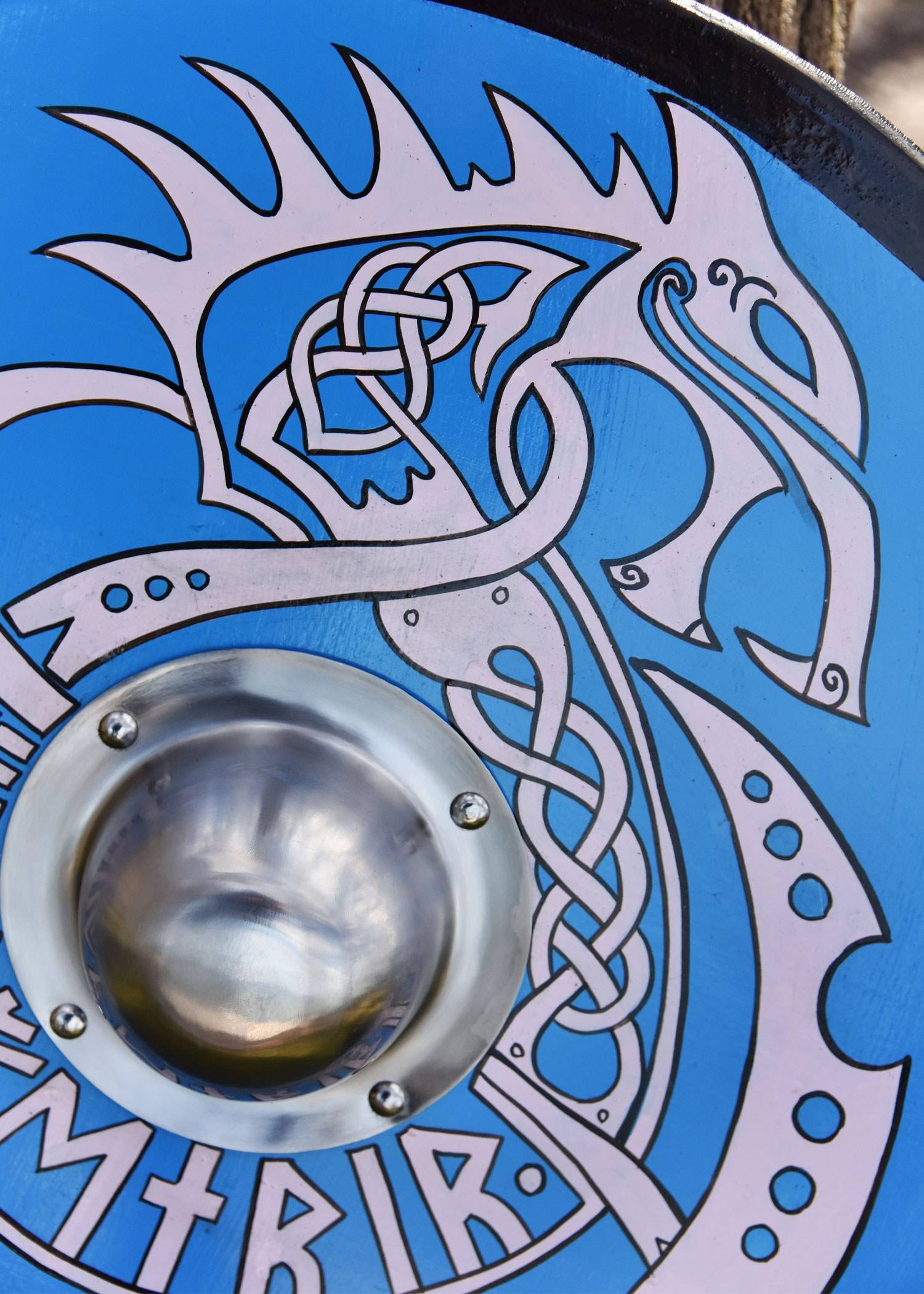 Viking Rondschild met Fenrir motief, handbeschilderd, 61 cm, (deco)