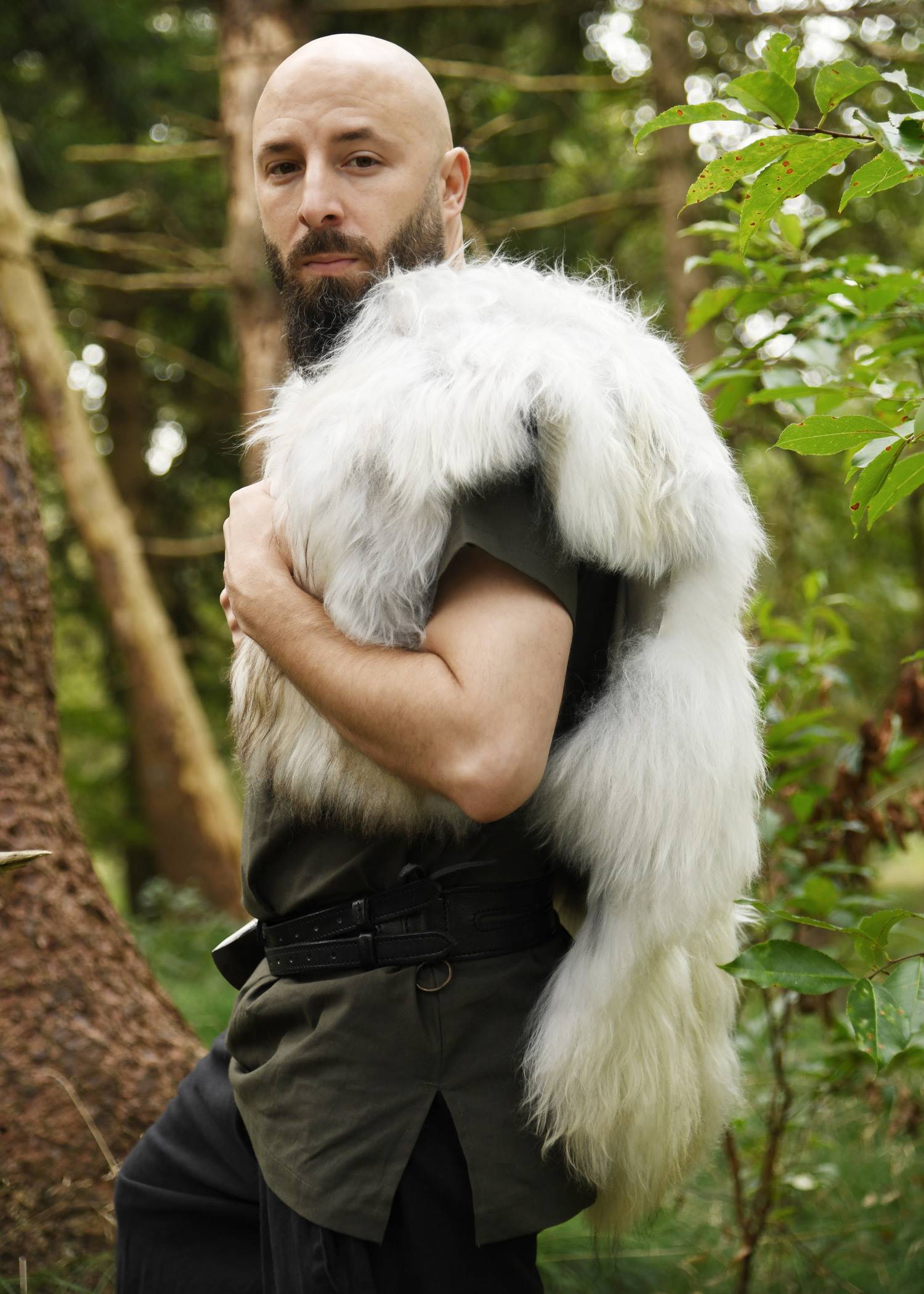 Viking Berserkerbontmantel van Noorse Schapen met witte vlekken