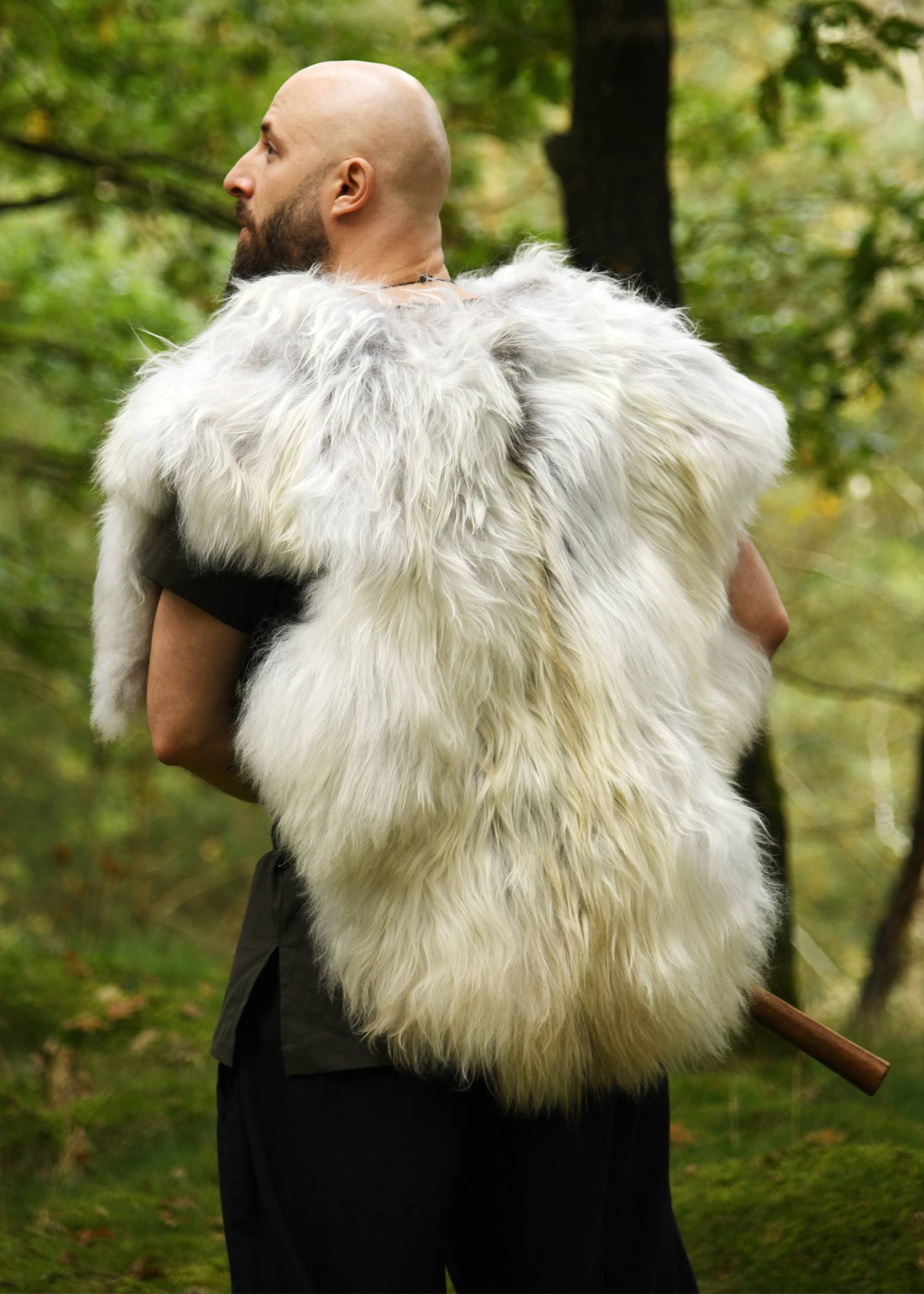 Viking Berserkerbontmantel van Noorse Schapen met witte vlekken