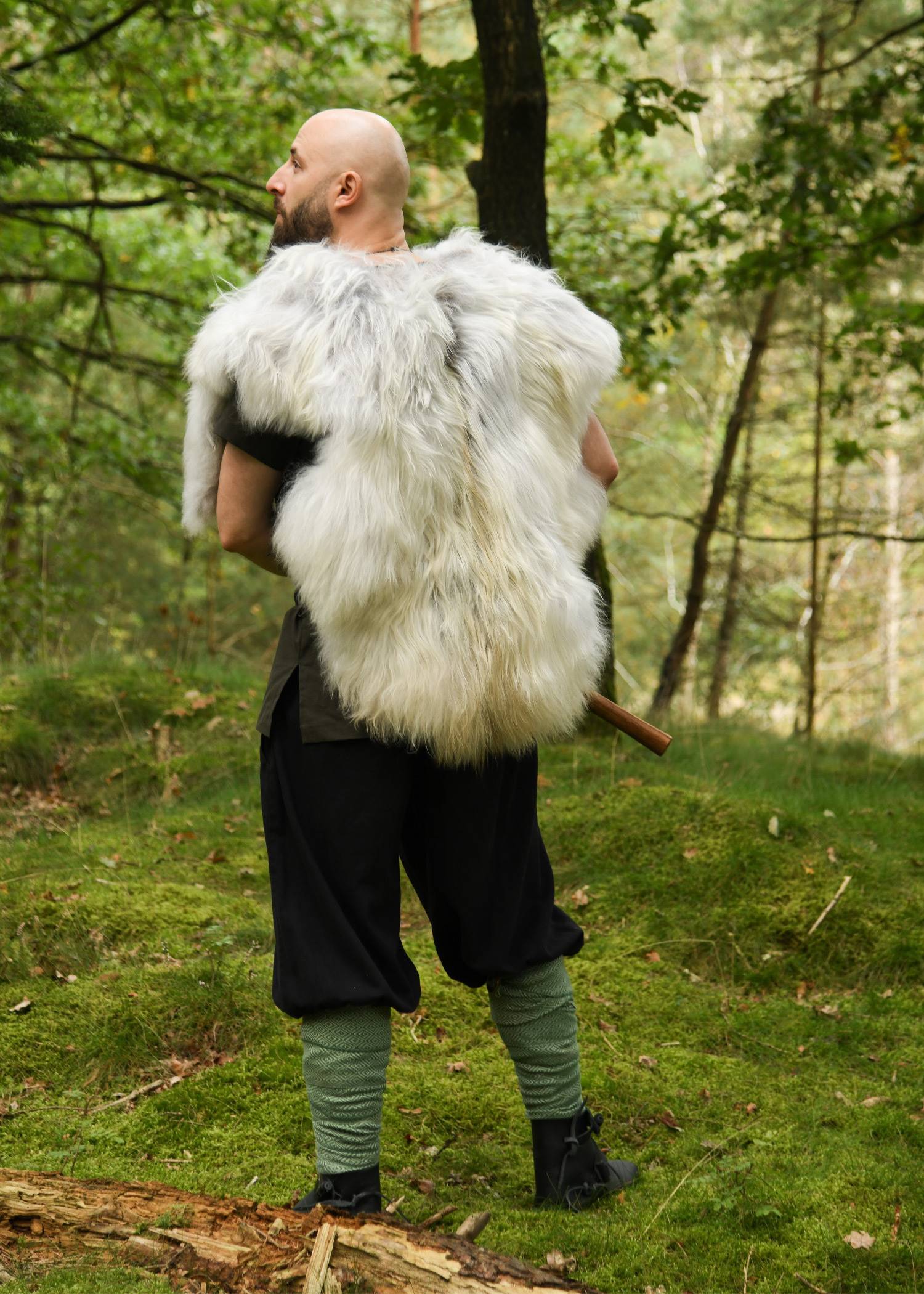 Viking Berserkerbontmantel van Noorse Schapen met witte vlekken